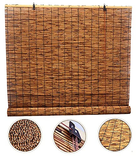 Suwooy Tende a Rullo in bambù Tenda a Lamella in Canna Naturali,tapparella a Carrucola in Bamboo,Tende da Sole Decorativo per Interni Esterni, Avvolgibile,Cortina con Sollevatore,W×H-50x60cm/20x24in
