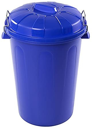 Tradineur - Cubo de Basura con Tapa y Asas metálicas, contenedor de residuos de plástico, Papelera, Reciclaje, Industrial, Fabricado en España (Azul, 100 litros, 57 x 74,5 x 52 cm)