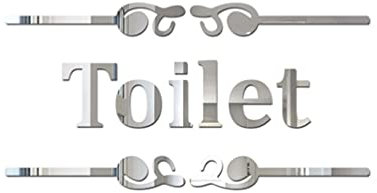 Healifty Toilet Mirror Signs Toilet Door Signs Mirror Wall Sticker Decals Acrylic Wall Sticker Mirror for Home Bathroom Restroom Decor (Silver)