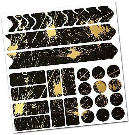 AlphaShield Bicycle Frame Protection Chain Stays Protection Film Sticker Frame Protection Carbon MTB BMX Paint Protection Film R159 R161 (07 Racing Gold Metallic)