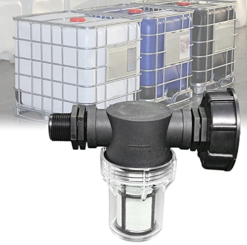 Rubinetto raccordo serbatoio 1000 L, articolazione del tubo da giardino per collettori d'acqua piovana con funzione di filtro, adattatore per serbatoio dell'acqua IBC (3/4 filo esterno)
