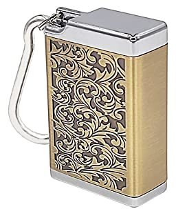 Hourwof Tragbarer Aschenbecher aus Metall mit Deckel, Taschenaschenbecher für Zigaretten, niedlicher Reiseaschenbecher mit Schlüsselanhänger, Reliefbronze