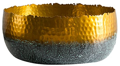 Schale ORIENT - 31cm - gold - Metall-Aluminium-Legierung handgefertigt | Dekoration, Unikat, hochwertige Metalloptik, besondere Oberflächenstruktur, Patina, Hammerschlag