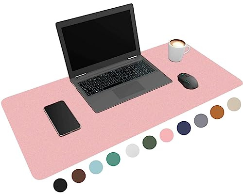 WURK Schreibtischunterlage [80 cm x 40 cm] - Premium Qualität - Mauspad - Große Schreibunterlage - Mauspad XXL - Rutschfeste Unterlagenmatte - Desk Mat - PU Leder Inklusive Kabelclip (Rosa)