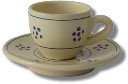 Colì Set tazza da espresso con piattino in terracotta, Tazzina da caffè, Disegno Stelle, 100 ml Maioliche e Terrecotte.