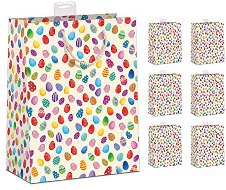 GreenLine Ostertüten 6 Stück - Large, 26x32x12cm | Geschenktaschen Ostern zum Befüllen, aus Zuckerrohrpapier 100% Baumfrei | Tüten für Ostern, Ostersäckchen, Ostertütchen