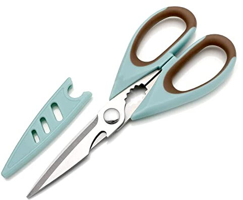 Sairps Left Handed Scissors - Multifunctional, Heavy Duty for Meat & Poultry, Safe Food Scissors - Stainless Steel