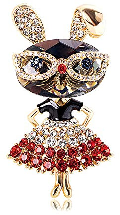 Strass Kaninchen Brosche für Damen Mädchen Kristall Zirkonia Tier Anstecknadel Tier Broschen für Stoff Hut