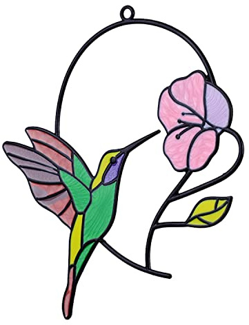 Metal Decoración Colibrí Ventana, Colgante Adorno Colibrí, Colectores Sol para Pájaros, Colgaduras Ventana Pájaros Manchados, Colgante Colibrí para Ventana para El Hogar, Regalos De Amor