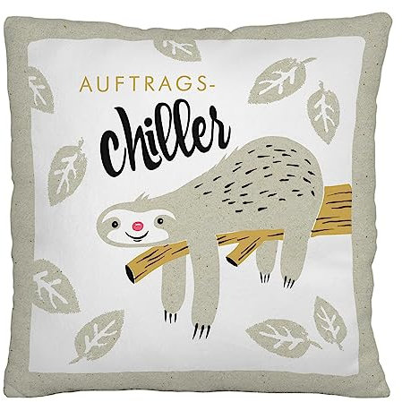 H:)PPY life Plüschkissen Motiv Faultier | Zierkissen, 25 cm x 25 cm, 100% Polyester | Geschenk lustig, Dekoartikel | 48181