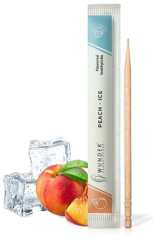 Wunder Zahnstocher mit Geschmack - Pfirsich Ice - 200er Pack - Einzeln verpackt - intensiver Geschmack - frischer Atem - gegen Nägelkauen & Mundgeruch - Rauchentwöhnung - Alternative zu Kaugummi