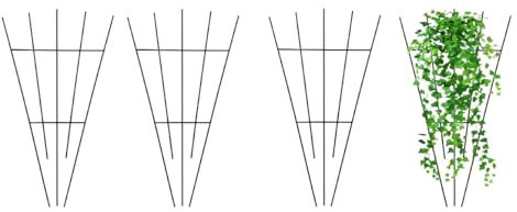 16'' Black Plant Fan Shape Trellis for Potted Climbing Plants Indoor, Outdoor Metal Garden Trellis for Climbing Plants House Plants Flowers Vine Ivy,4 Pack