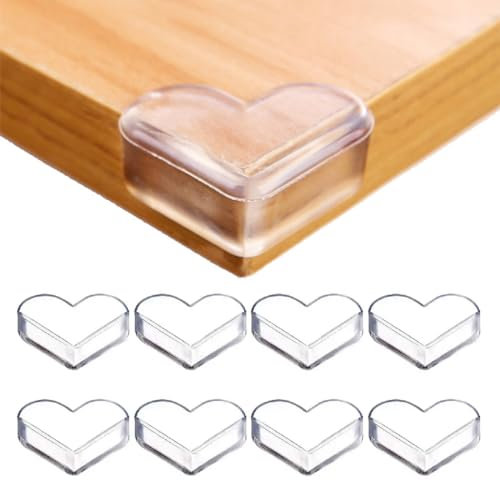 forma di cuore Paraspigoli Bambini 8 Pezzi Trasparenti Angolari in Gomma, Kit Sicurezza Casa, per Tavolo e Mobili