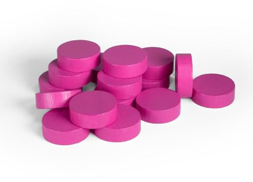 Spieltz Rosa Scheiben/Chips aus Holz für Brettspiele 21/7 mm, Made in Germany. Dame-Steine, Zählsteine, Marker oder sonstige Spielsteine (Rosa, 50 Stück)
