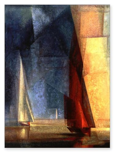 LZ6J8C9 Lyonel Feininger Druck auf Leinwand-Berühmte Gemälde Wandkunst-Calm at Sea III-Abstrakter Expressionismus Leinwand Wandkunst Bild 50x70cm(20x28in) Rahmenlos