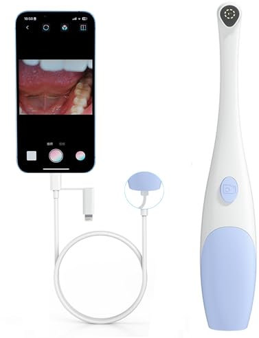 1920P HD Endoscope Oral, caméra Intra-orale avec 8 lumières LED réglables avec Android et iOS, iPhone, pour Les particuliers et Les Animaux de Compagnie Plug-and-Play