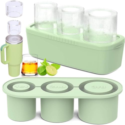 Ice Cube Tray Tumbler Cup Stanley Cup Mold 3 Hollow Cylinder Silicone Ice Cube Molds Stanley Maker with Lids Silicone Ice Cube Mold Ice Ball Mold for Stanley Tumbler Drinks Coffee Cocktail