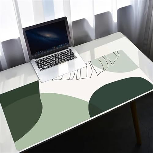 QiHon Gaming Mauspad XXL Grünes Blatt Großes Mauspad Schreibtischauflage mit Vernähte Kanten Einer speziellen Oberfläche verbessert Geschwindigkeit und Präzision 600x300x2mm