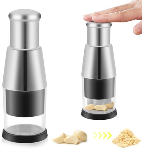 Knoblauchstampfer Knoblauchschneider Knoblauch Stampfer Edelstahl Knoblauchpresse Knoblauchhacker Knoblauchbrecher Zerkleinerer Gemüseschneider für Paprika Zwiebeln