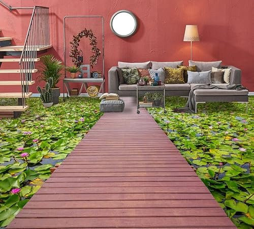 Benutzerdefinierte Boden Wasserdichte Stereo-Aufkleber 3D Teichlotus, 430 * 300cm 3D-Bodenfliesen Aufkleber Bodenbelag Tapete Wandbild PVC Wasserdicht selbstklebende Tapete Wohnkultur