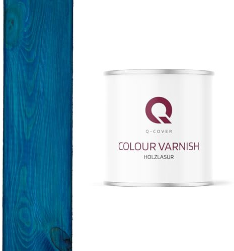 Q-Cover Holzlasur Blau 2.5L (ca.13m²-1 Anstrich) Satin Holzschutz Holzschutzlasur Lasur Wasserbasierte Innen Außen Lasur Abperleffekt Für Holz