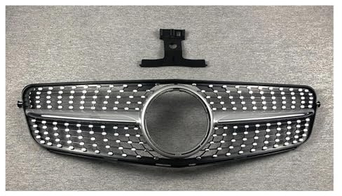 Kühlergrill Für Benz C Klasse W204 07 2008 2009 2010 2011 2012 2013 2014 C180 C200 C250 C300 C350 Diamant Stil Gitter Vorne Grill Frontgrill(Chrome Silver)