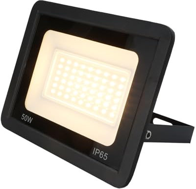 Alpinaluz Projecteur LED extérieur 50 W, 4750 lm, lumière chaude 3000 K, IP65, support réglable, boîtier en aluminium, puces SMD 2835 CRI 80 pour patio, jardin et garage