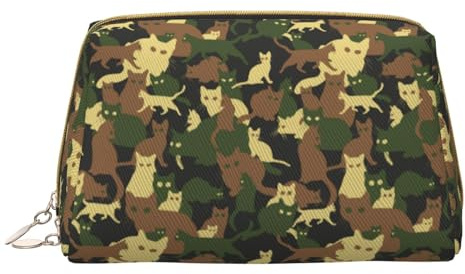 Bolsa de maquillaje de cuero, bolsa de maquillaje de camuflaje verde, bolsa de aseo de viaje para mujeres, bolsa de maquillaje, organizador de bolsa de maquillaje de gran capacidad, bonita bolsa de