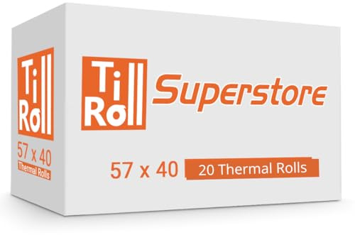 57 x 40 mm Premium Economy Thermal Paper Till Receipt Roll for PDQ Credit Card Machine (Pack of 20 Rolls)