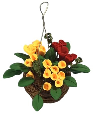 Dolls House Hanging Basket Yellow/red (D4319) - 1:12 Scale Miniatures | Minimum World
