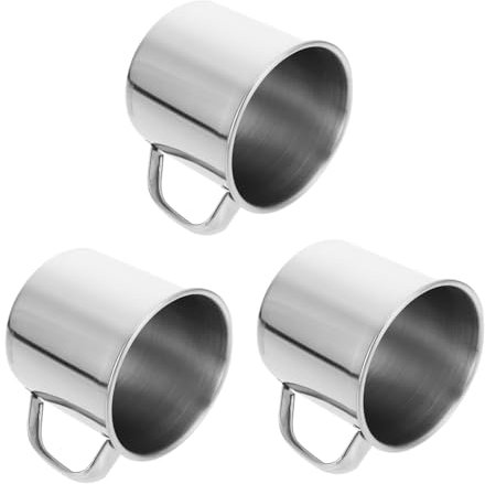 FONDOTIN 3piezas Vaso Acero Inoxidable Tazas Asa Taza para Bebés para Practicar Beber para Uso Diario Casa Escuela