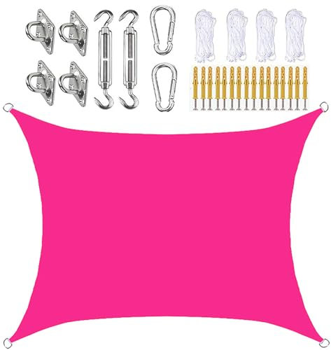 SLDAGe Tenda Parasole a Vela Giardino Professionale 2×2.5 Vela Ombreggiante Rettangolare Impermeabile con Kit di Fissaggio,Tenda a Vela Protezione UV 95% per Esterno Terrazza Patio Pergola,Rosa
