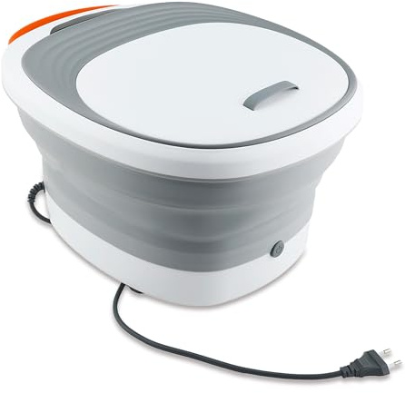 FISHTEC - Pédi'Spa Bulles de Plaisir - Chauffe et maintient l'eau à 55° - Pliable gain de place - Poignée et couvercle - Bulles, picots et rouleaux massage