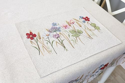 Bordstabletter tvättbara set om 6, 35 x 45 cm, bordsunderlägg tyg 100 % jacquard gobeläng, underlägg hög kvalitet återanvändbara för bröllop, födelsedag, kök, café – råg