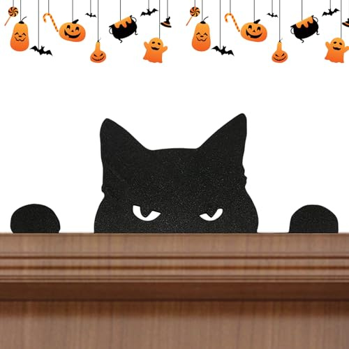 Türdekoration für Katze, Türecke, Türdekoration, Halloween-Dekoration für den Innenbereich, Schwarze Katze, Dekoration für die Ecke des Türrahmens, Paneele und