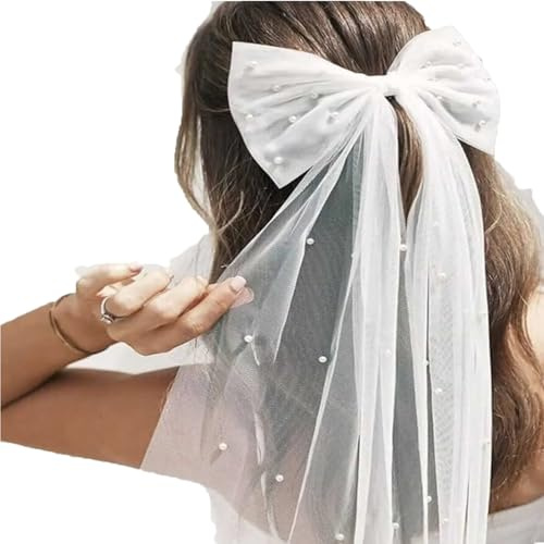 Schleier Braut,Geeignet Für Zukünftige Bräute Bride To Be,Mode Brautschleier,Jungesellinenabschied Braut,Haarschmuck Bow,Schleier JGA braut Mit Perlen,Bride Haarreif,Geeignet Für Hochzeiten Und Partys