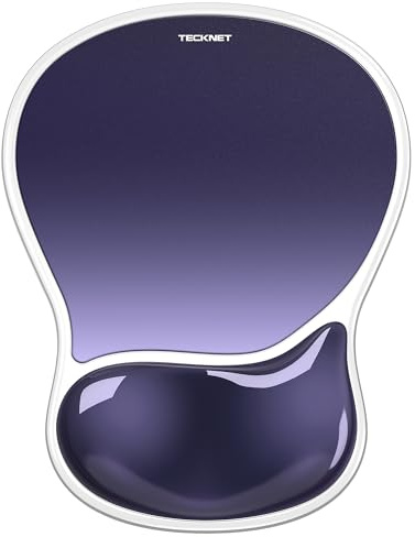 TECKNET Tapis Souris Ergonomique, Repose-Poignet Gel Forme Goutte, Violet | Surface PVC, Base PU, Imperméable, Anti-Dérapant, Design Ergonomique, pour Bureau, Étude, Jeu