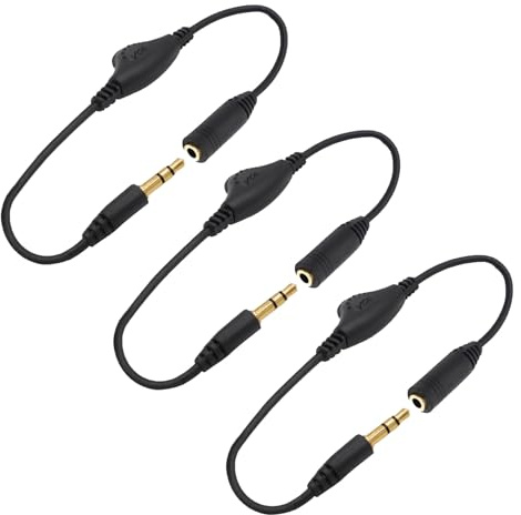 Cavo di prolunga audio stereo, 3,5 mm, con regolazione del volume, jack stereo per cuffie, laptop, PC, computer, TV, audio di alta qualità, 3 pezzi di prolunga per cuffie da 30 cm