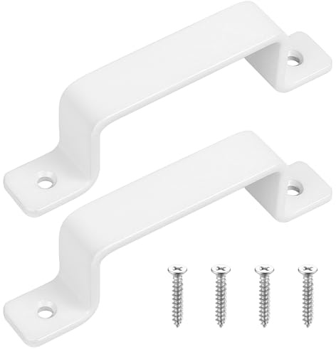 Hmkesoteric Maniglie per porte in ghisa massiccia dal design retrò, set di 2, bianco, ideali per esterni, garage, armadietti e interni