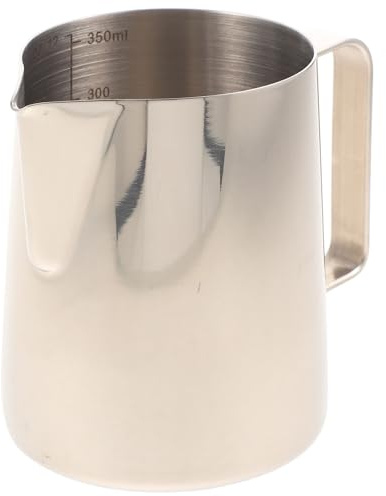 DIYEAH Brocca per Latte in Acciaio Inox 304 350ml Manico Ergonomico, Brocca per Schiumare e Latte Art, Accessorio per Caffè Domestico e Preparazione Cappuccino