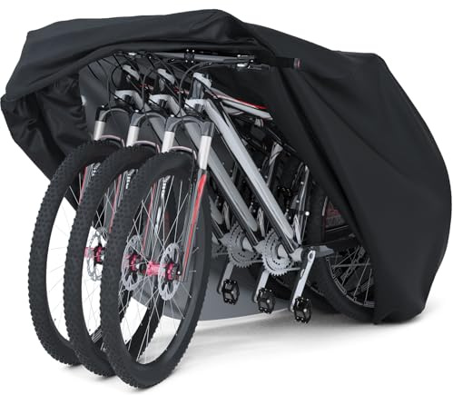 Favoto Copribici Impermeabile da Esterno per 2-3 Biciclette - Telo di Protezione in Tessuto Oxford 210T Antivento Anti-UV per Bici da Corsa e MTB 200×105×110cm