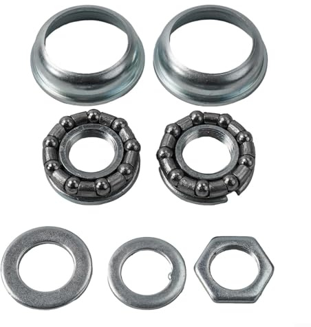Juego de soporte inferior de acero BB y rodamientos para manivela de carcasa grande o compatible con bielas de tres piezas, copa de marco de 51,5 mm, rodamientos enjaulados de 44 mm, plateado para