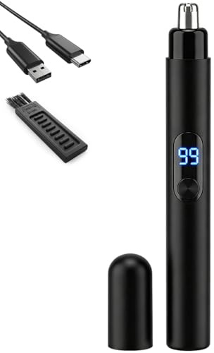 Tondeuse Nez et Oreilles Homme Électrique Professionnelle Rechargeable Type-C Épilateur Visage Indolore Lames Acier Inoxydable Double Tranchant Écran LED Nettoyage Facile Portable