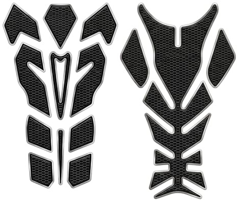 PYRUVAE 2 Pezzi Adesivi Serbatoio Moto 3D, Paraserbatoio Moto Protezione Antigraffio, Design Ragno e Diavolo Nero e Argento, Adesivi Universali per Moto Sportive e Custom, Nero con Bordo Argento