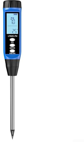 Digital Soil PH Meter and Moisture Tester with LCD Display, High Accuracy Garden PH Probe for Farm Soil Analysis, Lawn Care, Plant Water Content Measurement,(605)