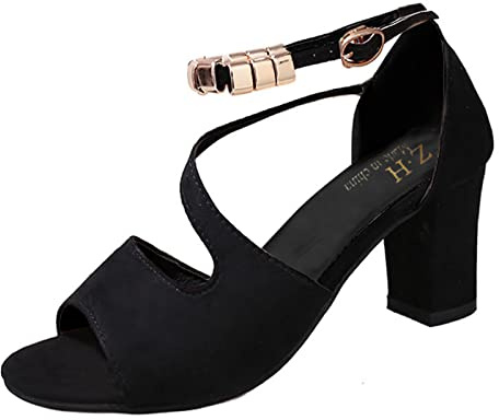 Genérico Sandalias Femeninas de Cuero Elegantes para Verano con Brillo Diseño High Heel Tacón Comodidad y Estilo