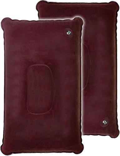 HomeTools.eu® 2X Faltbare Luft-Kissen, Sitz-Kissen, Reise-Kissen mit Sicherheitsventil, weinrot