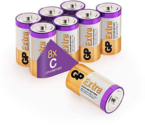 Batterie C - Set da 8 | GP Extra | Pile Mezza Torcia Alcaline da 1,5V / LR14 / Pile Mezzatorcia - Lunga Durata