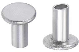 sourcing map 100 Pcs 2mm x 4mm Aluminum Flat Head Semi-Tubular Rivets Silver Tone