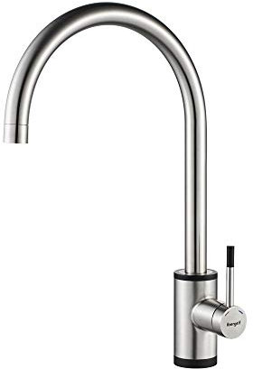 Ibergrif Grifo Cocina con Caño Alto, Grifo de Cocina Fregadero para Monomando, Grifos de Cocina Súper Cepillado, M22125, Plata